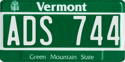 VT license plate ADS744