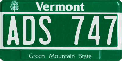 VT license plate ADS747
