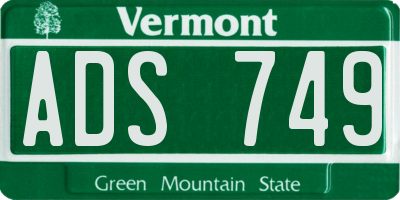 VT license plate ADS749