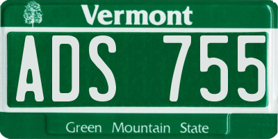 VT license plate ADS755