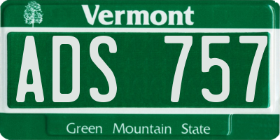 VT license plate ADS757