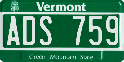 VT license plate ADS759