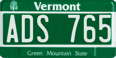 VT license plate ADS765