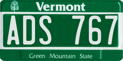 VT license plate ADS767