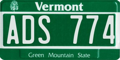 VT license plate ADS774