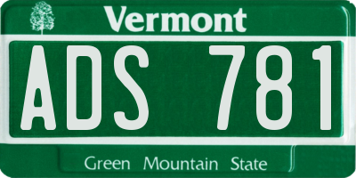 VT license plate ADS781