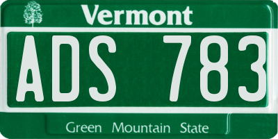 VT license plate ADS783
