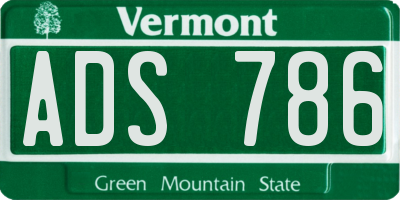 VT license plate ADS786
