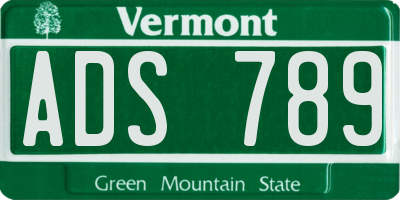 VT license plate ADS789