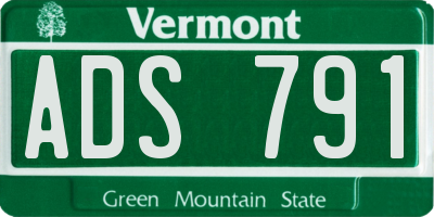 VT license plate ADS791