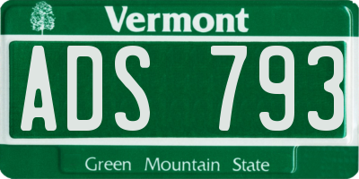 VT license plate ADS793