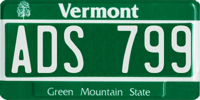 VT license plate ADS799