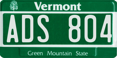 VT license plate ADS804