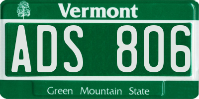 VT license plate ADS806