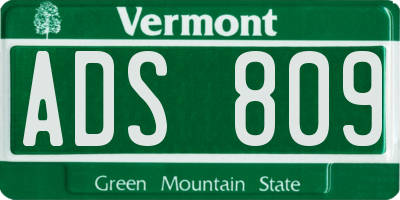 VT license plate ADS809