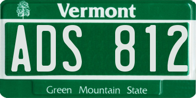 VT license plate ADS812