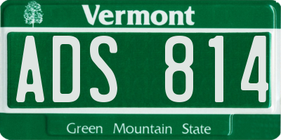 VT license plate ADS814