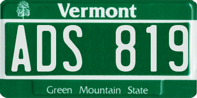 VT license plate ADS819
