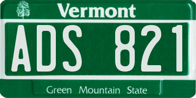 VT license plate ADS821