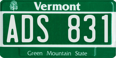 VT license plate ADS831