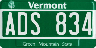 VT license plate ADS834