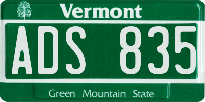 VT license plate ADS835