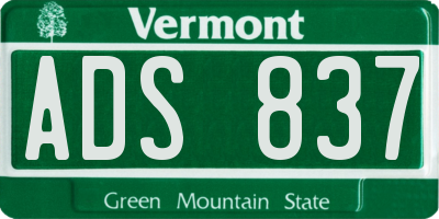 VT license plate ADS837