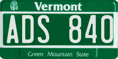 VT license plate ADS840