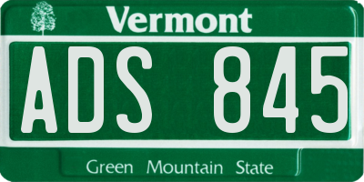 VT license plate ADS845