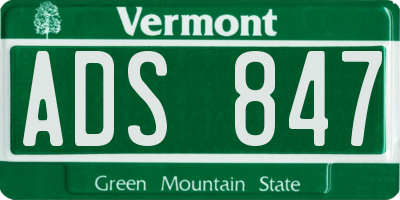 VT license plate ADS847