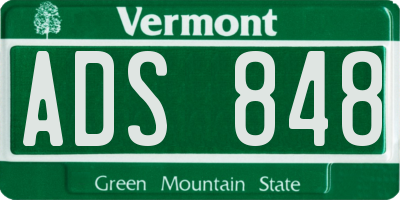 VT license plate ADS848