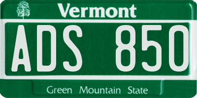 VT license plate ADS850
