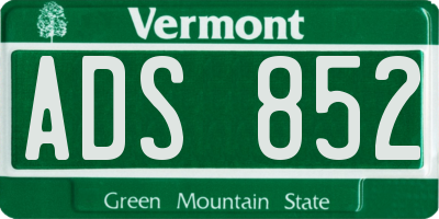VT license plate ADS852