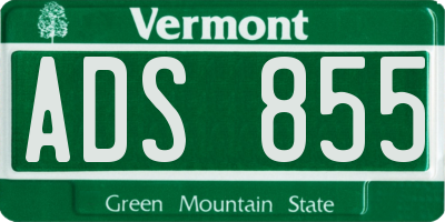 VT license plate ADS855