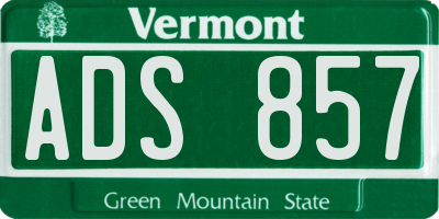VT license plate ADS857