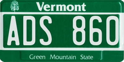 VT license plate ADS860