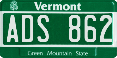 VT license plate ADS862