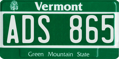 VT license plate ADS865