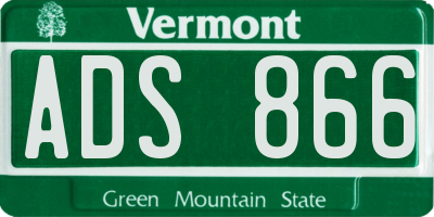 VT license plate ADS866