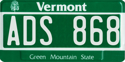 VT license plate ADS868