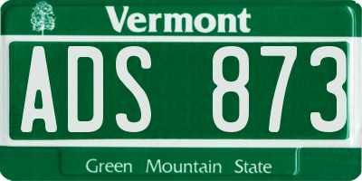 VT license plate ADS873