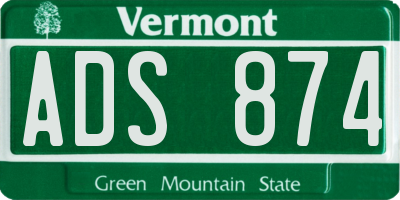 VT license plate ADS874