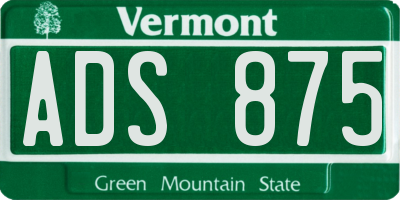 VT license plate ADS875