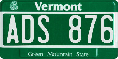 VT license plate ADS876