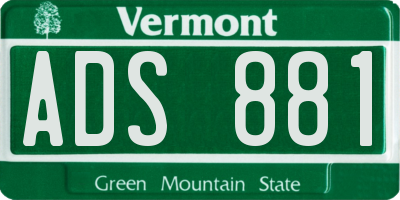 VT license plate ADS881