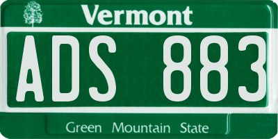 VT license plate ADS883