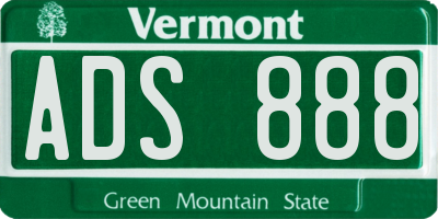 VT license plate ADS888
