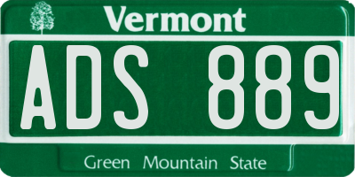 VT license plate ADS889