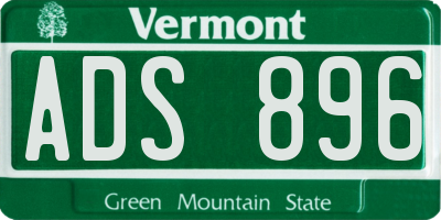 VT license plate ADS896