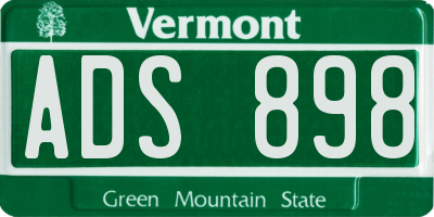 VT license plate ADS898
